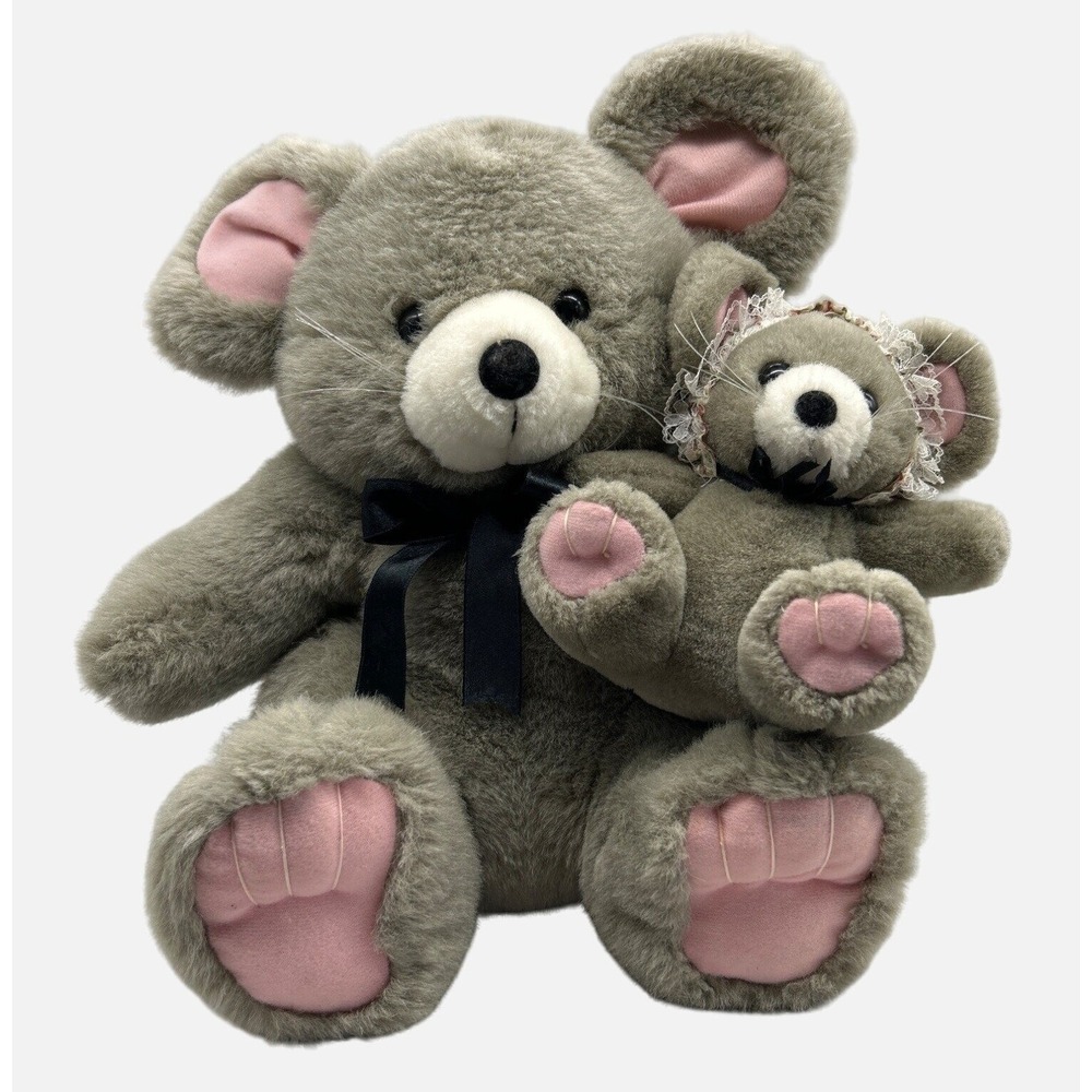 Kids of America Mommy Mouse & Baby Soft Stuffed Animal Plush Toy‎ 12" Vintage